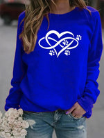 Load image into Gallery viewer, Ladies dog paw love print round neck sweatshirts
