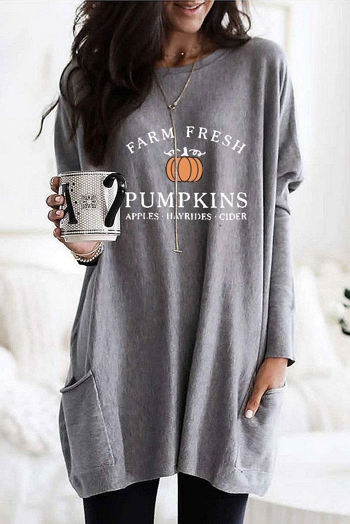 Women's "Farm Fresh Pumpkins" Fall Shirt Long T-shirt