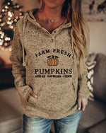 Load image into Gallery viewer, Women&#39;s Halloween Farm Fresh Pumpkins Apples Hayrides Cider Printed Long Sleeve Hoodie
