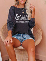 Load image into Gallery viewer, Women&#39;s Halloween Salem Broom Print Sweatshirt
