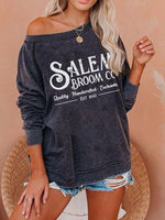 Load image into Gallery viewer, Women&#39;s Halloween Salem Broom Print Sweatshirt

