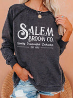 Load image into Gallery viewer, Women&#39;s Halloween Salem Broom Print Sweatshirt
