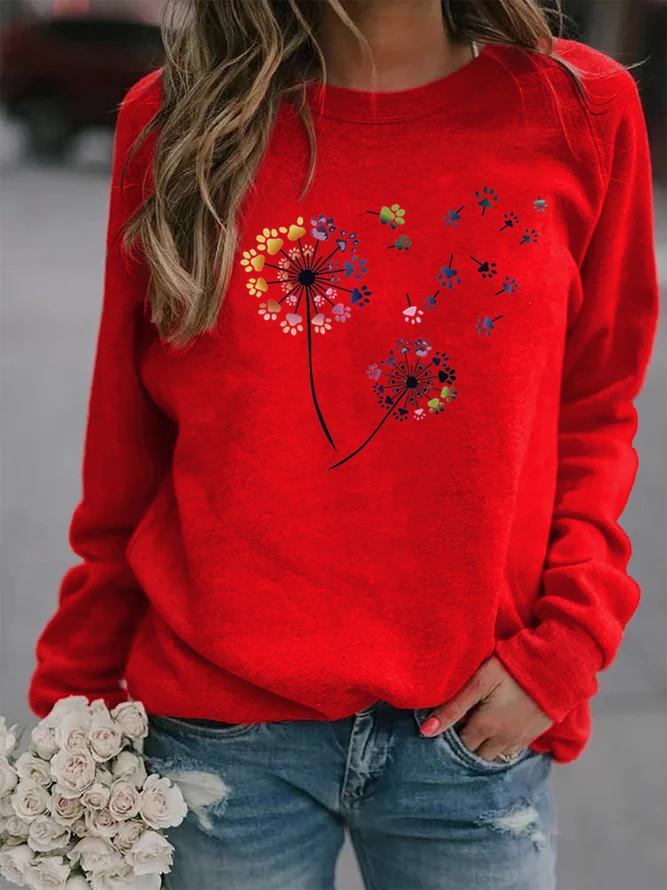 Ladies dandelion dog paw print sweatshirt