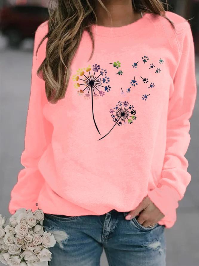 Ladies dandelion dog paw print sweatshirt