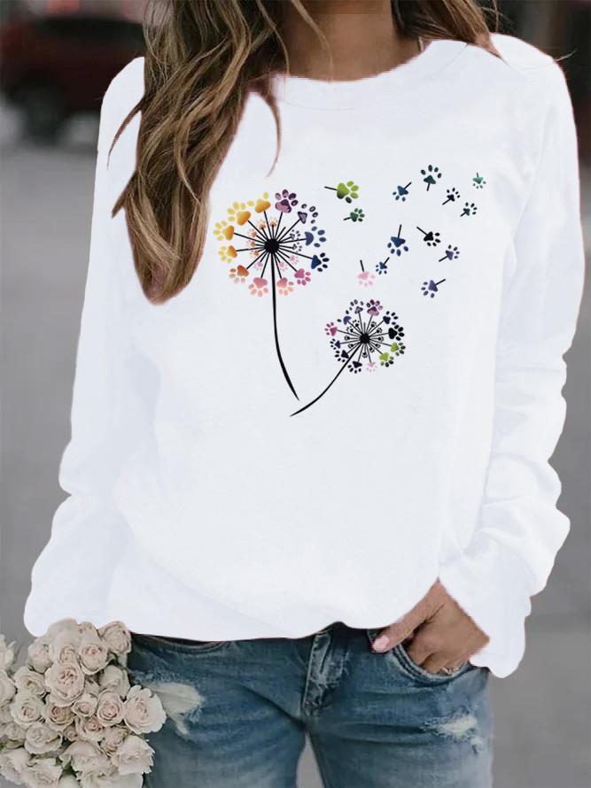 Ladies dandelion dog paw print sweatshirt