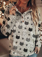 Load image into Gallery viewer, Ladies Cat Paw Print Western Hoodie
