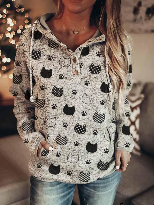 Ladies Cat Paw Print Western Hoodie