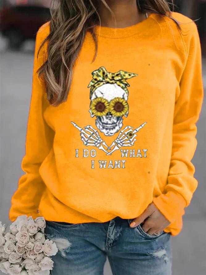 Women's I DO WHAT I WANT skull print sweatshirt