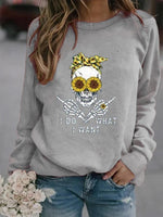 Load image into Gallery viewer, Women&#39;s I DO WHAT I WANT skull print sweatshirt
