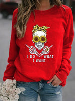 Load image into Gallery viewer, Women&#39;s I DO WHAT I WANT skull print sweatshirt
