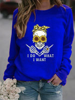 Load image into Gallery viewer, Women&#39;s I DO WHAT I WANT skull print sweatshirt
