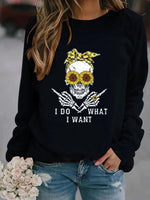 Load image into Gallery viewer, Women&#39;s I DO WHAT I WANT skull print sweatshirt
