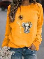 Load image into Gallery viewer, Elephant sunflower letter print sweatshirt
