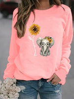 Load image into Gallery viewer, Elephant sunflower letter print sweatshirt
