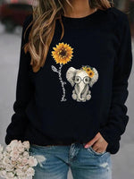 Load image into Gallery viewer, Elephant sunflower letter print sweatshirt
