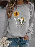 Load image into Gallery viewer, Elephant sunflower letter print sweatshirt
