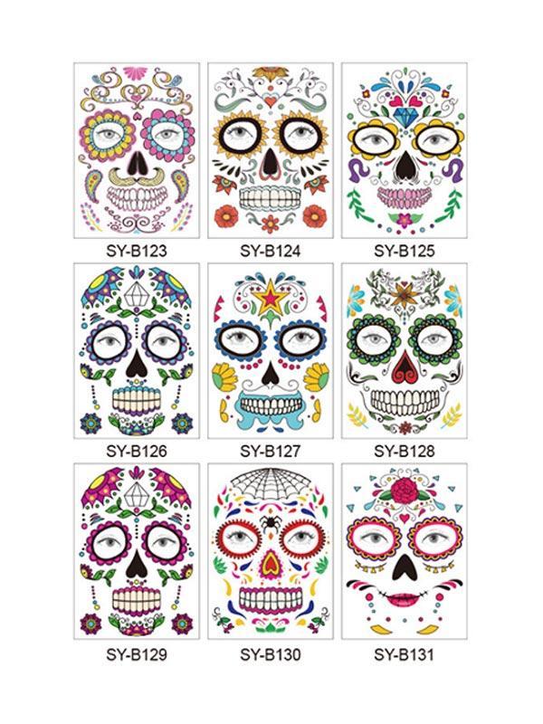 Halloween & Day of the Dead Waterproof Face Tattoo Sticker