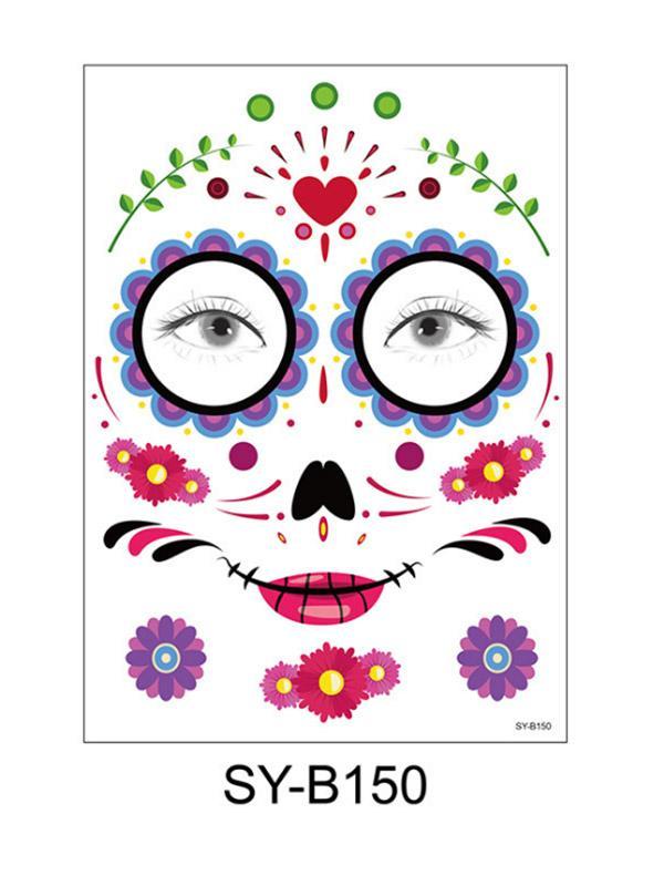Halloween & Day of the Dead Waterproof Face Tattoo Sticker