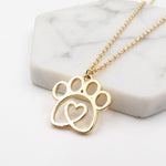 Load image into Gallery viewer, Hollow Love Dog Paw Necklace Pendant
