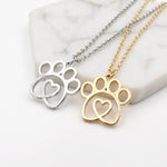 Load image into Gallery viewer, Hollow Love Dog Paw Necklace Pendant
