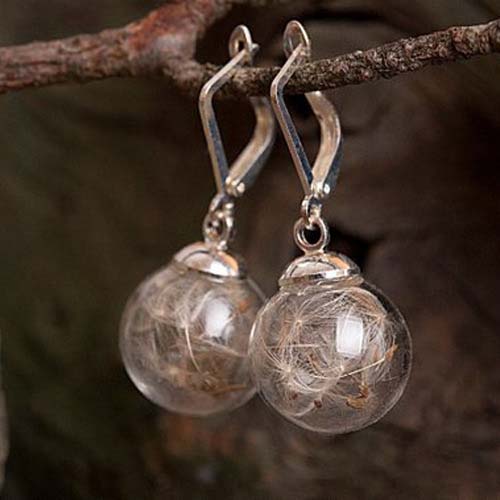 Women's Faith Mori Series Dandelion Glass Ball Earrings