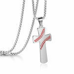 Load image into Gallery viewer, Baseball Cross Pendant Necklace
