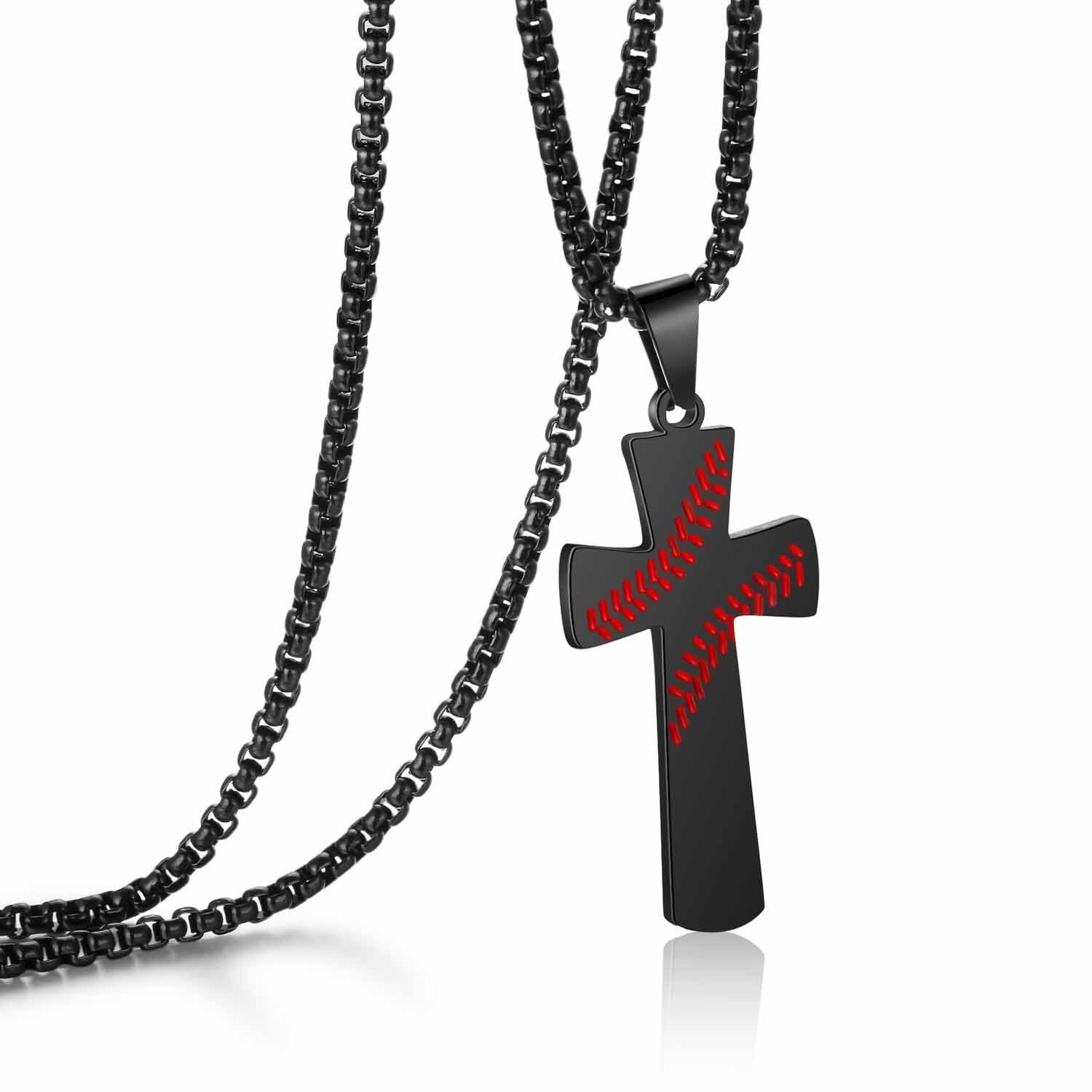 Baseball Cross Pendant Necklace