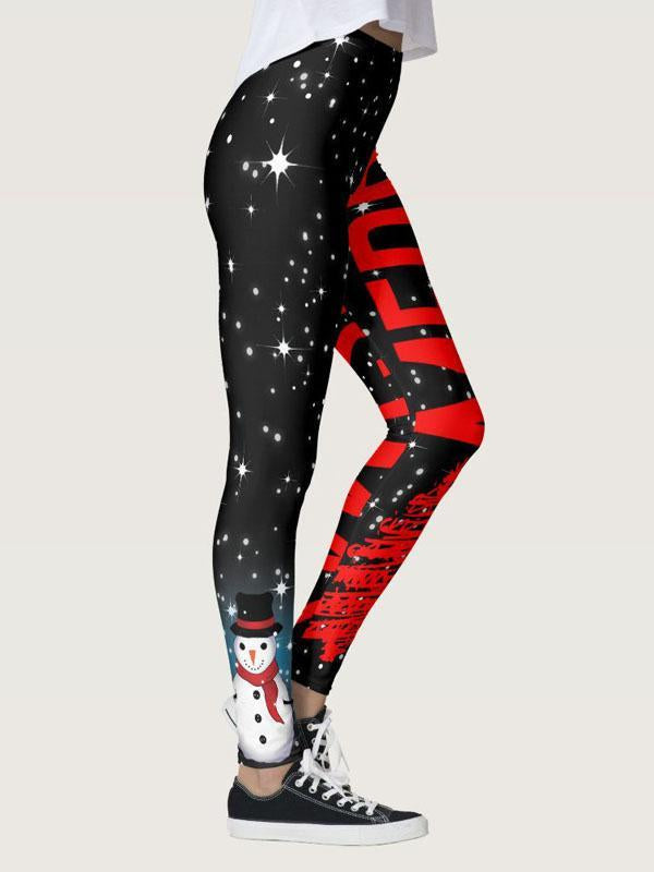 Christmas print high waist tight hip fitness yoga pants