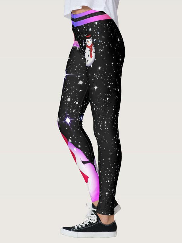 Christmas print high waist tight hip fitness yoga pants
