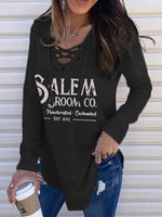 Load image into Gallery viewer, Women&#39;s Halloween Salem Broom Print Casual T-shirt
