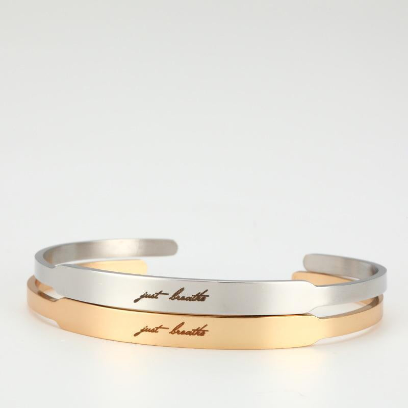 Just Breathe Lettering Bracelet