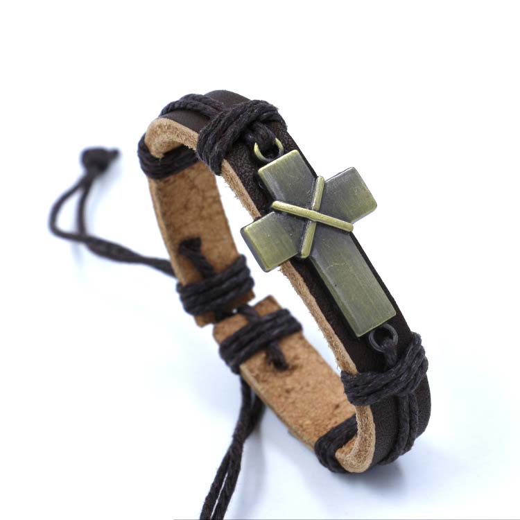 Women's Faith Vintage Cowhide Cross Bracelet