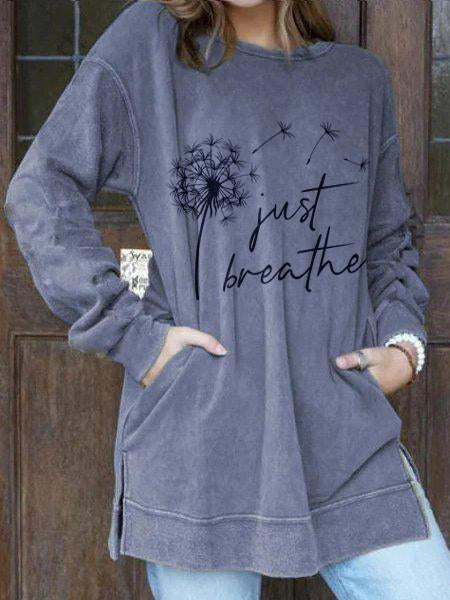 Women's Just Breathe Dandelion Print Sweatshirt
