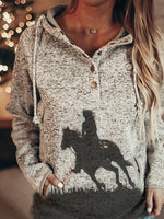 Load image into Gallery viewer, Women&#39;s autumn and winter pocket horse print casual loose hooded sweater
