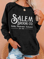 Load image into Gallery viewer, Women&#39;s Halloween Salem Broom Print Sweatshirt
