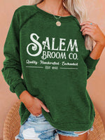 Load image into Gallery viewer, Women&#39;s Halloween Salem Broom Print Sweatshirt
