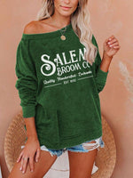 Load image into Gallery viewer, Women&#39;s Halloween Salem Broom Print Sweatshirt
