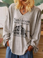 Load image into Gallery viewer, Women&#39;s Sanderson Bed &amp; Breakfast Est 1963 Children Stay Free Printed V-neck Sweatshirt
