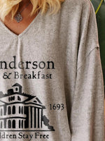 Load image into Gallery viewer, Women&#39;s Sanderson Bed &amp; Breakfast Est 1963 Children Stay Free Printed V-neck Sweatshirt
