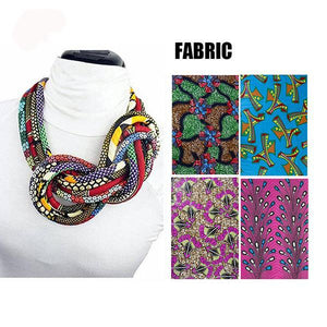 Women's button African print handmade clothing accessory necklace
