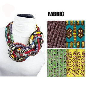Women's button African print handmade clothing accessory necklace