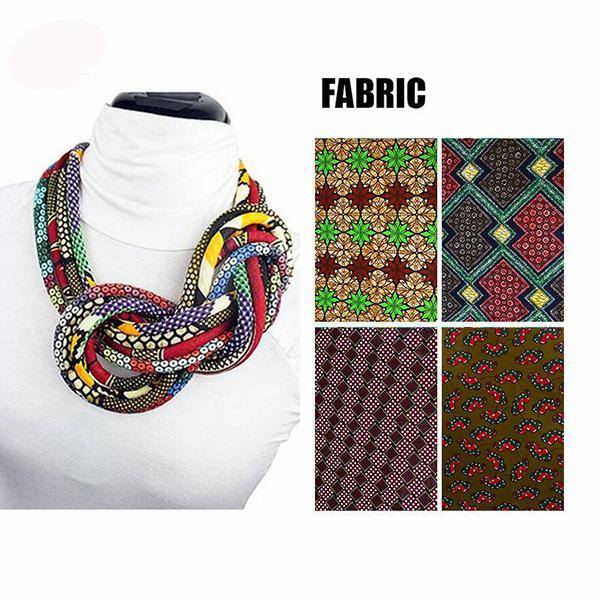 Women's button African print handmade clothing accessory necklace