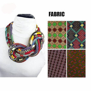 Women's button African print handmade clothing accessory necklace