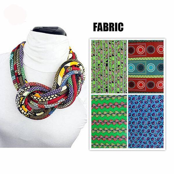 Women's button African print handmade clothing accessory necklace