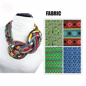 Women's button African print handmade clothing accessory necklace