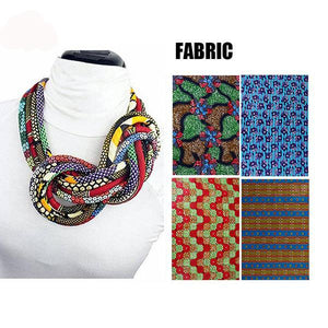 Women's button African print handmade clothing accessory necklace