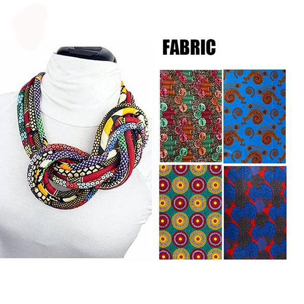 Women's button African print handmade clothing accessory necklace