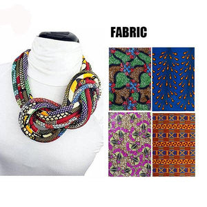 Women's button African print handmade clothing accessory necklace