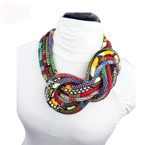 Women's button African print handmade clothing accessory necklace