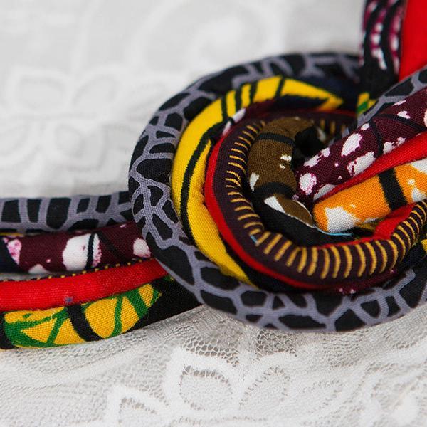 Women's button African print handmade clothing accessory necklace